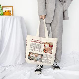 Canvas Lettering Tote Bag As Shown In Figure - One Size