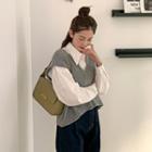 V-neck Snap-button Sweater Vest