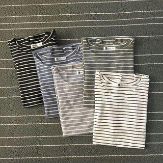 Pinstriped Ripped Long-sleeve T-shirt
