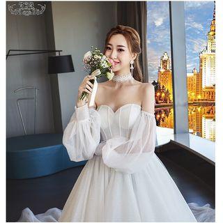 Off-shoulder Bell Sleeve Wedding Ball Gown