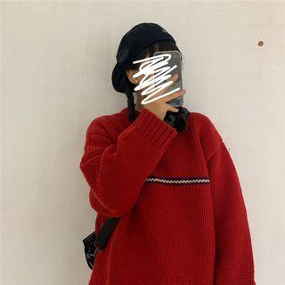 Contrast Detail Sweater As Shown In Figure - One Size