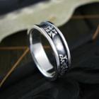Cross Engraved Sterling Silver Band Ring