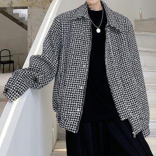 Padding Shoulder Geometric Zip Jacket