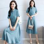 Short-sleeve Shirt A-line Midi Dress