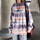 Tie-dyed Round Neck Pullover Purple - One Size