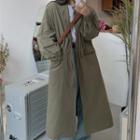 Zip Long Trench Coat Army Green - One Size