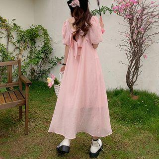 Puff-sleeve Bow-back Dress