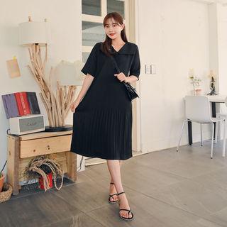 Sailor-collar Accordion-pleat Dress