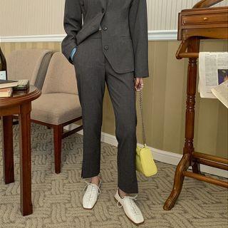 Slit-hem Straight-leg Dress Pants