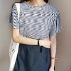 Flutter-sleeve Stripe T-shirt
