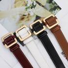 Square Buckle Faux Leather Holeless Belt
