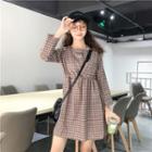 Long-sleeve Placket Mini Shirt Dress