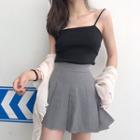 Plain Camisole Top / Plaid Pleated Skirt