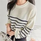 Wide-sleeve Striped Sweater