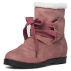 Fleece-lined Lace-up Short Boots