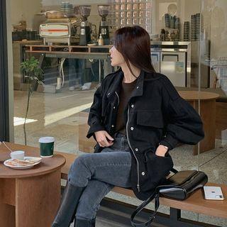 Drop-shoulder Drawstring Field Jacket