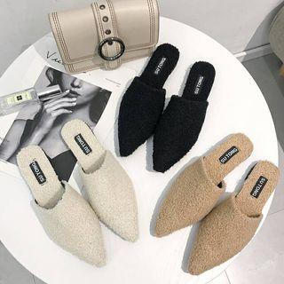 Pointy Fleece Mules