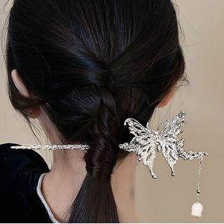 Butterfly Hair Stick Silver - One Size