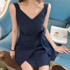 Sleeveless A-line Mini Dress Blue - One Size