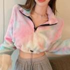 Tie-dyed Half-zip Sweater Tie-dyed - Pink & Blue - One Size