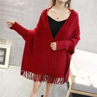 Tasseled Knit Cape