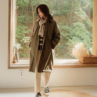 Corduroy-trim Padded Safari Coat