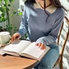 Contrast-collar Pastel Knit Top
