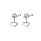 Sterling Silver Simple And Exquisite Heart-shaped Cubic Zirconia Stud Earrings Silver - One Size