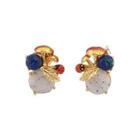 Fashion And Elegant Plated Gold Enamel Ladybug Earrings With Cubic Zirconia Golden - One Size