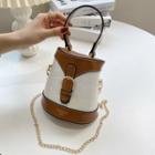 Buckled Chain Crossbody Bucket Bag