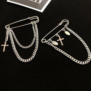 Alloy Cross Chained Brooch