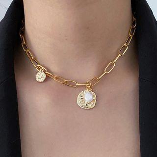 Coin Pendant Chain Necklace K78 - As Shown In Figure - One Size