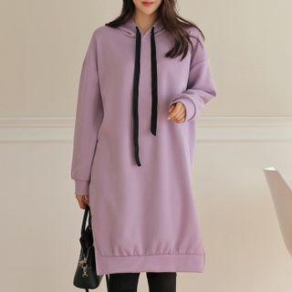 Colored Slit-side Hoodie Dress