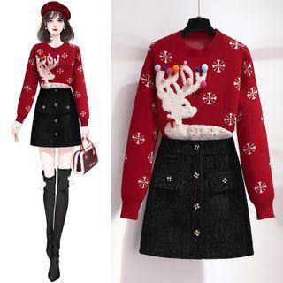 Christmas Sweater / Tweed Skirt