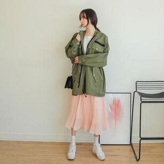 Epaulet Drop-shoulder Oversized Parka