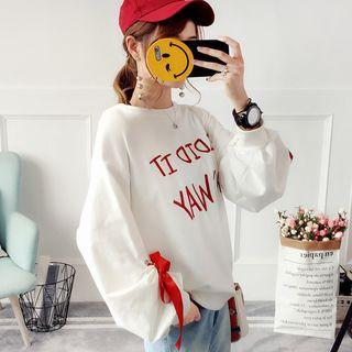 Ribbon Detail Lettering Sweatshirt