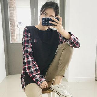 Panel-front Plaid Top