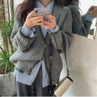 Color-block Cardigan / Long-sleeve Shirt