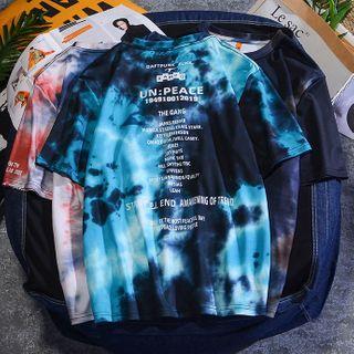 Tie-dye Print Lettering Short-sleeve T-shirt