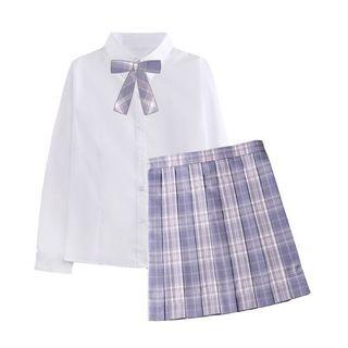 Shirt / Bow / Plaid Skirt / Set