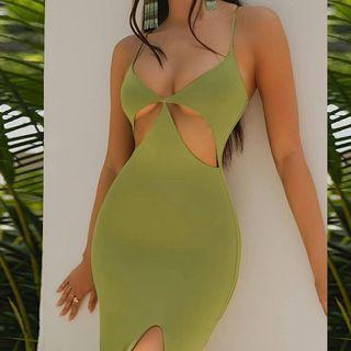 Spaghetti-strap Cutout Slit Maxi Sundress