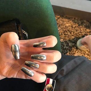 Metallic Pvc Faux Nail Tips 176 - Glue - Gray - One Size