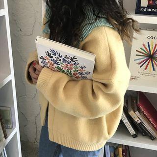 Plain Cardigan / Mock Neck Long-sleeve T-shirt