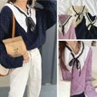 Lace Bow-accent V-neck Sweater