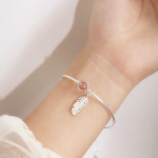 925 Sterling Silver Rhinestone Fern Bracelet As Shown In Figure - One Size