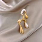Non-matching Alloy Drop Earring 1 Pair - Gold & White - One Size