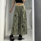 Low Rise Print Midi A-line Skirt