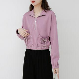 Long-sleeve Half-zip Pocket Detail Sweatshirt