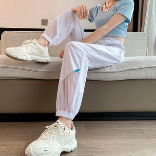 High Waist Mesh Panel Sweatpants