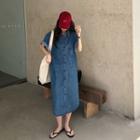 Short-sleeve Loose-fit Denim Shirtdress